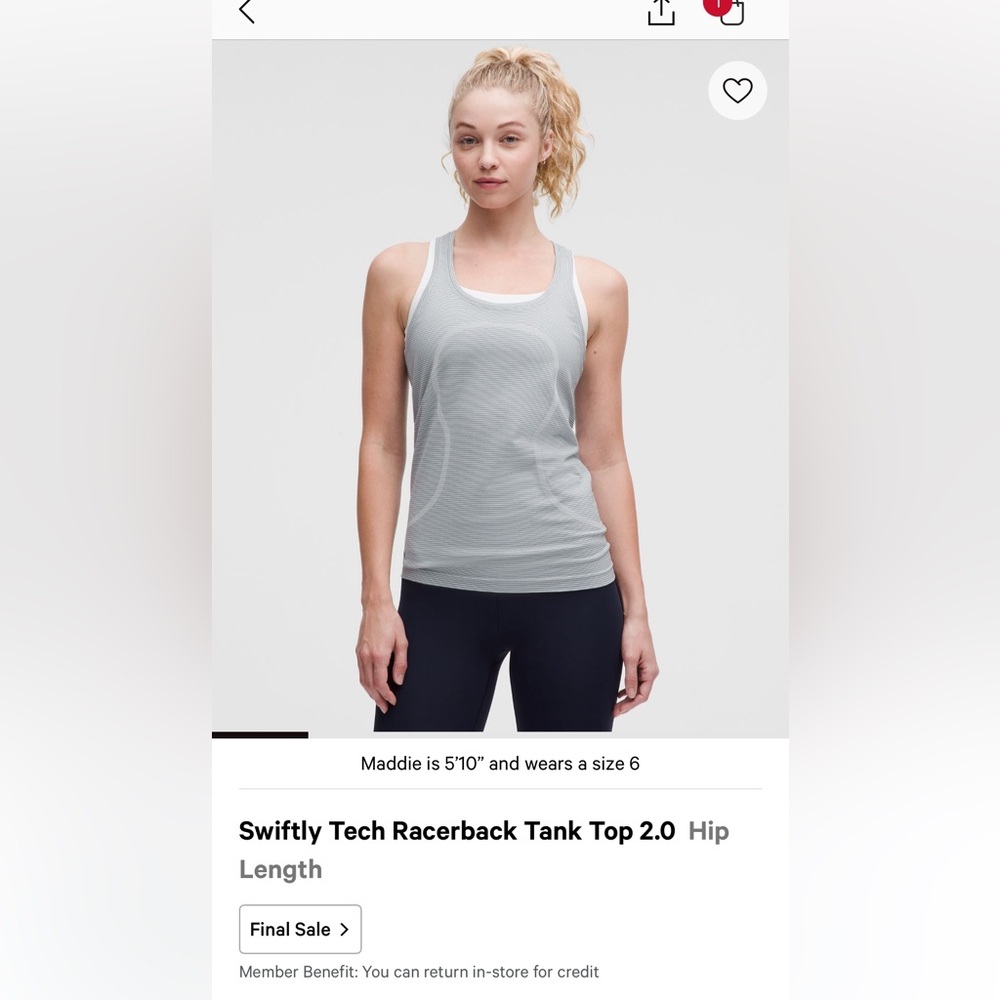 Lululemon Athletica Swiftly RacerbackTank Top size 6